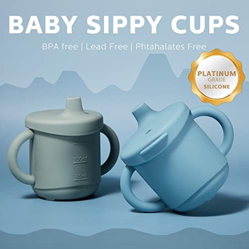תינוק קש כוס סיליקון תינוק אימון כוס 6 עוז תינוק למידה כוס תינוק אימון קש חמוד כוס עם מכסה ידית תינוק מעבר כוס עבור
