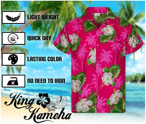 קינג קמהא פאנקי חולצה הוואי מזדמנת לגברים כפתור כיס קדמי למטה