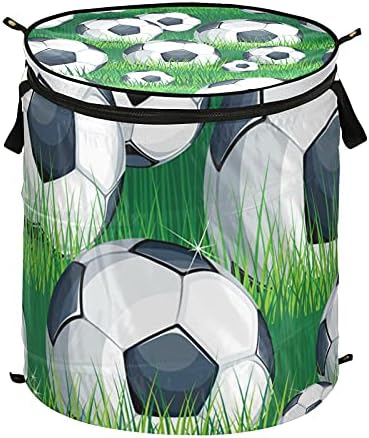 כדור כדורגל קופץ כביסה מכסה עם מכסה רוכסן סל כביסה מתקפל עם ידיות מארגן בגדי סל אחסון מתקפל
