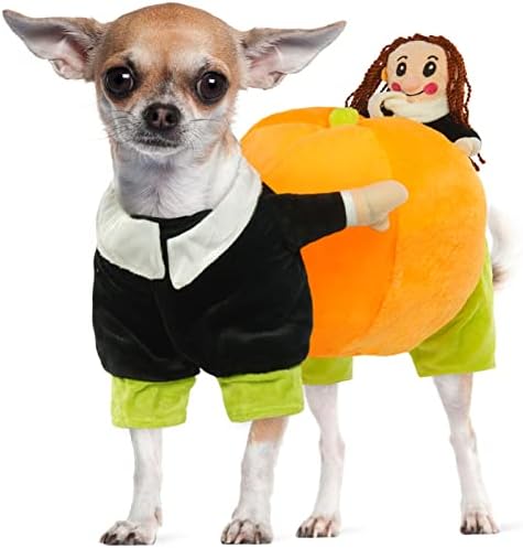 תלבושות כלב פאמי דלעת, בגדי קוספליי של חיית מחמד קוספליי מצחיק כלבים קטנים כלבים קטנים לבגדים לבגוד חג כלב שמלת קישוט צ'יוואווה