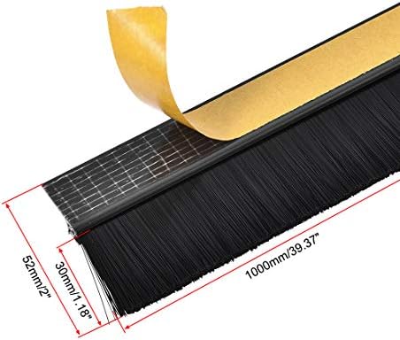 דלת UXCELL תחתון מטאטא שחור H-HAPE PVC מחזיק W.18 אינץ 'שחור PP מברשת ניילון רכה, 1000 ממ x 52 ממ