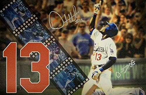 אורלנדו הדסון חתום ביד חתום על חתימה 13x20 בד לוס אנג'לס דודג'רס UDA - חתימה על MLB Art
