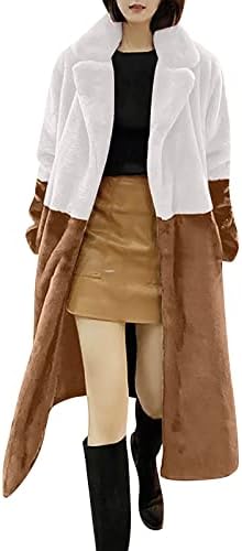 מעיל שכמייה של Foviguo, ז'קט חורף נשות ארוכות לונגייר מודרניות שרוול ארוך שרוול ארוך קרדיגן דש מתאים לרישום חם
