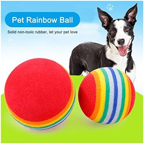 MKDSU 2 חבילות חיית מחמד כדור צעצוע כדור קשת כדור קשת חתול כלב צעצוע אינטראקטיבי לעיסה רעשן לתפוס כדור אילוף חיות