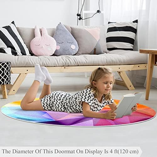 Llnsupply ילדים עגולים אזור משחק שטיח תקציר דפוס צבעוני משתלת כרית שטיח רך מתקפלת משחק מחצלת שטיח זוחל גדול במיוחד עבור