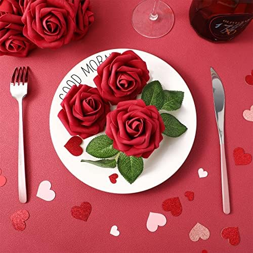 150 יצירות ורדים אדומים מלאכותיים בולקים ורדים מזויפים פרחים לזרי חתונה DIY לחתונה מסיבת חג האהבה קישוטים למקלחת לתינוק