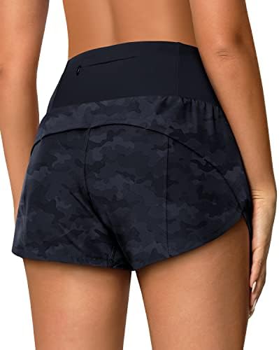 Colorskin High מותן מכנסיים אתלטים לנשים אימון מהיר של אימון יבש המריצה מכנסיים קצרים עם כיסי רוכסן של אניה רשת