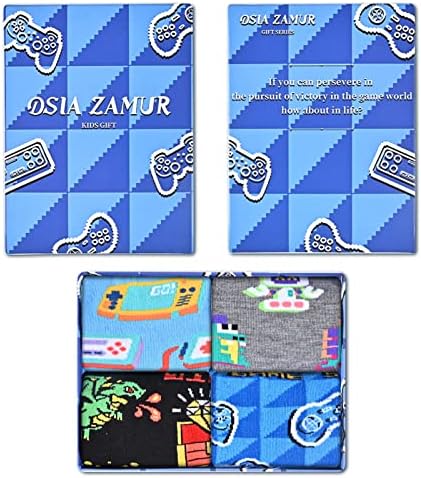 DSIA ZAMUR ילדים בנות בנות גרביים 4-6 חבילה + קופסת מתנה, חידוש גרבי עגל פעוטות צבעוניות בגיל 4-12 שנים