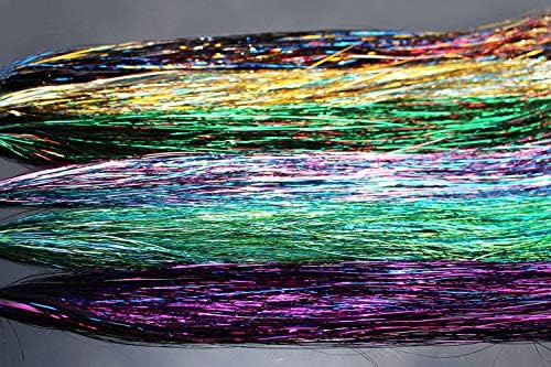 Tigofly 6 חבילות/מגרש 6 צבעים מעורבים 0.3 ממ פלאשבו טינסל פלאש שטוח מיילר גביש פלאל צינור צינור זבוב חומרי קשירה