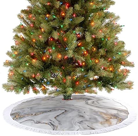 מרקם שיש חצאית עץ חג המולד חג המולד עץ עץ מחצלת ציצית קישוטים לקישוטים מסיבת חג 30/36/48 אינץ '