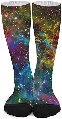 צבעוני יקום ערפילית שמי זרועי הכוכבים צבע התאמה גבוהה גרבי אופנה ספורט גרביים חמים לגברים נשים