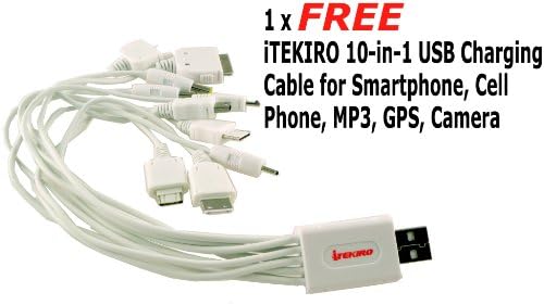 ITEKIRO קיר AC DC ערכת מטען סוללות לרכב עבור PANASONIN DMC-FX48W + ITEKIRO 10 ב -1 USB כבל טעינה
