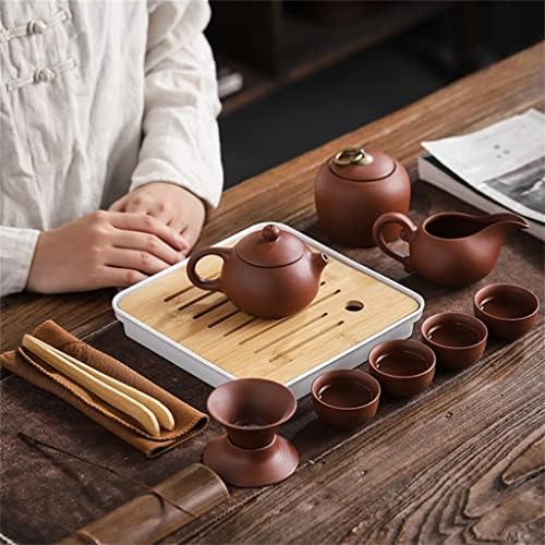 סט תה חימר סגול סיר נייד קומקום טיול חיצוני נסיעות גאיוואן טקס טקס כוס תה