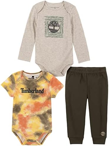 Timberland Baby-Boys 3 Pieces בגדי גוף. סט מכנסיים