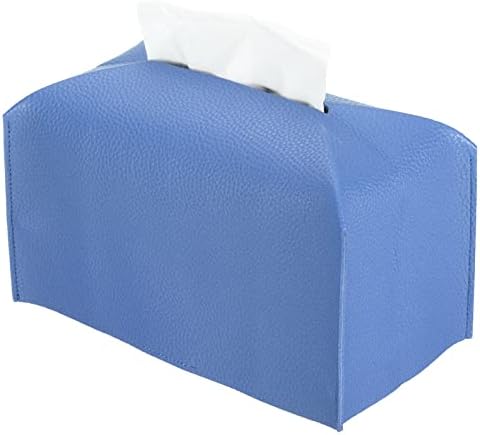 כיסוי קופסאות רקמות של פטיקיל 9.5 x5 x5 , עור Pu מעור מלבני מתקן דקורטיבי למכונית שולחן משרדי משרדי אמבטיה, כחול