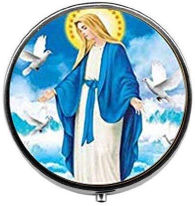בתולה מרי מתפלל תכשיטי נוצרי תכשיטי - אמנות תמונה גלולת תיבת - קסם גלולת תיבת - זכוכית סוכריות תיבה