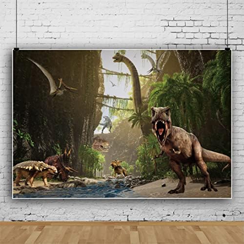 רנייס 7 * 5 רגל דינוזאור נושא תמונה רקע יער פראי ג ' ונגל אגם דינוזאור עולם רקע צילום טפט ילדים בני תינוק מקלחת מסיבת