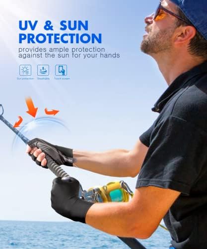 יוסונפינג UPF50+ דיג כפפות דיג כפפות הגנת שמש לגברים נשים הגנת UV כפפות נטולות אצבעות לקיאקים, שייט, חתירה, טיולים רגליים,