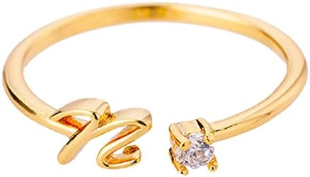 2023 חדש זהב אישית ריינסטון 26 ראשוני טבעת תכשיטים אישית ראשוני מכתב פתוח טבעת עם יהלומי ריינסטון טבעת לנשים התאמת