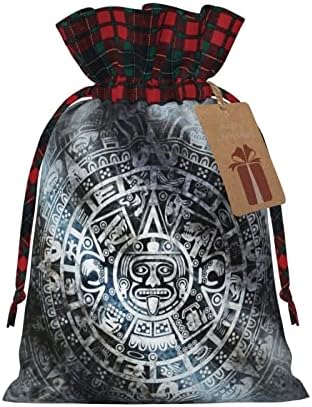 חג המולד שרוך מתנת שקיות אמריקאי-הודי-המאיה - לוח שנה באפלו משובץ שרוך תיק צד טובה שקיות