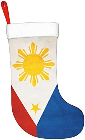 QG ZZX Flag של הפיליפינים גרבי חג המולד גרבי חג המולד גרביים תלויים גרב 18 אינץ 'קישוט חג