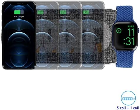 כרית טעינה אלחוטית של Uumao, 5 סליל 3 IN1 טעינה אלחוטית שלושה מכשירים, עבור iPhone/AirPods & Apple Watch, עבור כל הטלפונים