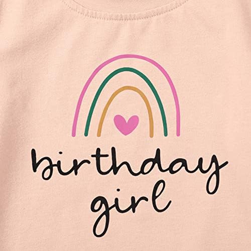 חולצת ילדת יום הולדת רטרו קשת עם לב פעוטות פעוטות פעוטות תינוקות יום הולדת תלבושות מתנות בגדי תינוקות שזה עתה נולדו