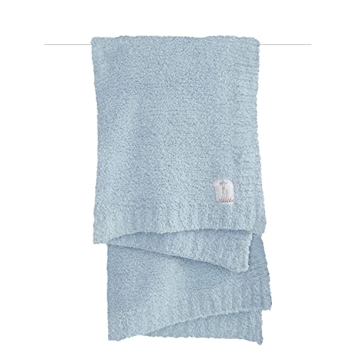 ג'ירפה קטנה קטיפה צ'ניל סרוג שמיכה לתינוק 29 x 35, כחול