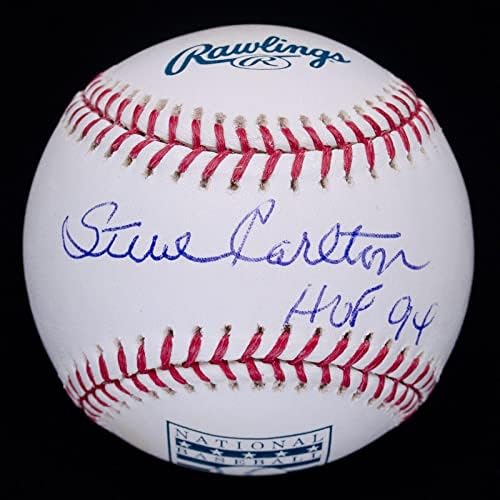 סטיב קרלטון HOF 94 חתום חתימה על חתימה HOF בייסבול JSA COA AC57095 - כדורי בייסבול עם חתימה