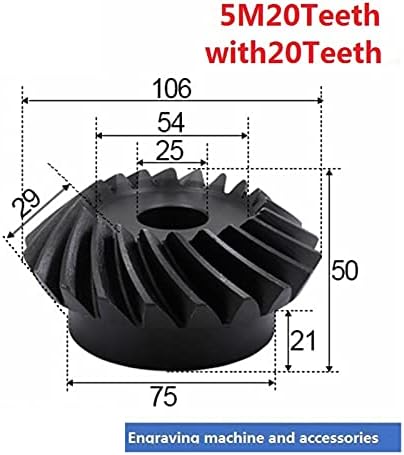 2 יחידות 1: 1 פוע הילוך 5 מודולוס 20 שיניים + 20 ט פנימי חור 25 ממ 90 תואר כונן החלפת פחמן פלדה הילוכים