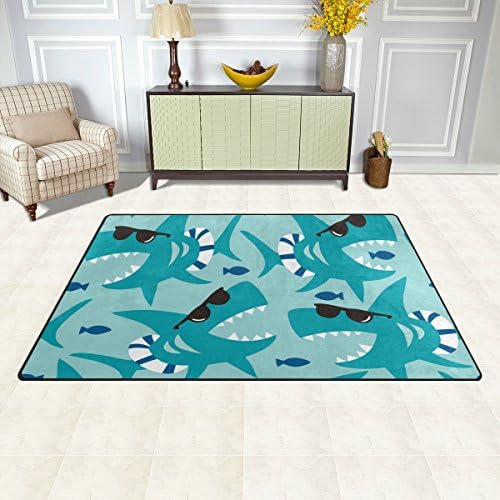 ColourLife משקל קל משקל מחצלות שטיחים שטיחים שטיחים רכים שטיח שטיח שטיח לחדר ילדים סלון 60 x 39 אינץ 'דפוס כריש חלק