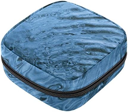 מפית סניטרית אחסון תיק, נייד לשימוש חוזר וסת כרית רוכסן שקיות, טמפון אחסון פאוץ עבור נשים בנות, מים אדווה כחול