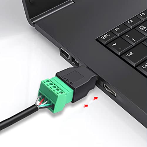 TEANSIC 4 חבילות USB 2.0 מחבר בלוק מסוף בורג, USB 2.0 תקע זכר ל -5 סיכות מסופי בורג בורג נקבה עם ממיר מחבר