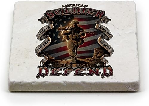 תחתיות אבן טבעית - מתנות צבא ארצות הברית לגברים או לנשים-תחתיות משקאות ובירה של הכוחות המזוינים-חייל אמריקאי