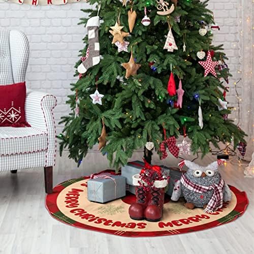 חג מולד חג שמח חצאית עץ עץ, מחצלת קישוטי חג המולד משובצת חג המולד, מחצלת בסיס עץ חג המולד 30 x30 מחצלת עץ לחג המולד למסיבת