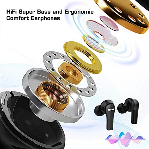 Tonstep True Earluds אוזניות Bluetooth 5.1, אוזניות בתוך האוזן עם מארז טעינה, זמן משחק 30 שעות, IPX6 אטום
