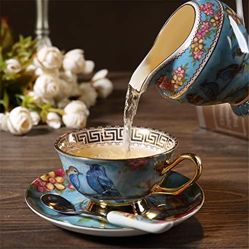 כוס קפה פנטזיה כחולה בסגנון פסטורלי עצם סין סט קפה סט תה תה.