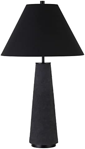 הנ & הארט 28 מנורת שולחן מונוכרום גבוהה עם גוון בד מט שחור / שחור, מנורת שולחן לבית או למשרד