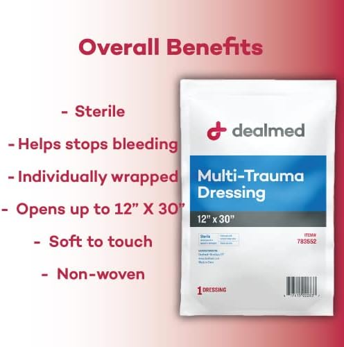 DEALMED 12 X 30 רוטב רב-טראומה-כרית חירום סטרילית גדולה, ספיגה מעולה, הגנה וריפוד, מוצר לטיפול בפצעים לערכת עזרה