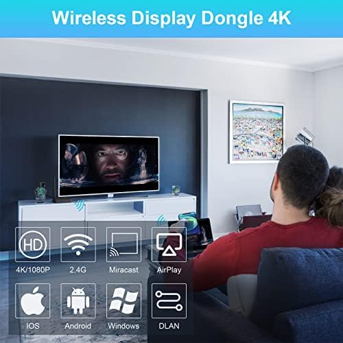 Sunpupa Wireless HDMI מתאם תצוגה מתאם Dongle, 4K 60Hz Transmisting בזמן אמת, אין צורך בהגדרה או אפליקציה, תואמים ל-