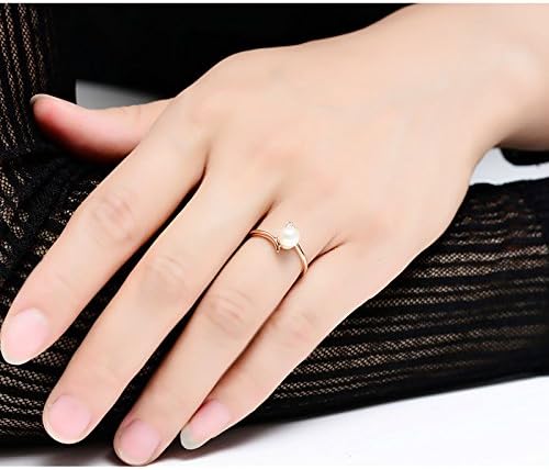 תכשיטים נוצר פרל טבעות נישואין לנשים תכשיטים עם זירקוניה מעוקב רוז זהב צבע קריסטל טבעות אירוסין נקבה אנל