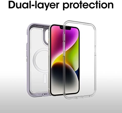Otterbox iPhone 14 & iPhone 13 Defender Series XT Case - Lavender Sky, ללא מסך, מחוספס, מצליפים למגספה, קובץ מצורף