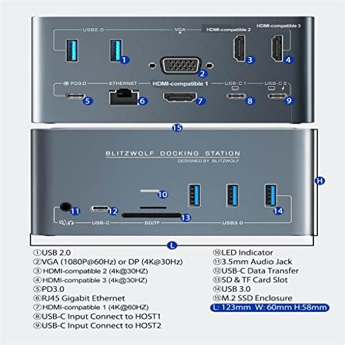 ZLXDP 14-in-1 USB C תחנת עגינה מחשב מחשב אביזרי מחשב מרחיב USB רכזת נייד אביזרים סוג C SD/TF משבצת