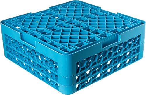 Carlisle FoodService מוצרי RG16-214 Opticlean 16 תא מתלה זכוכית עם 2 מאריך, 4-7/16 תאים, כחול
