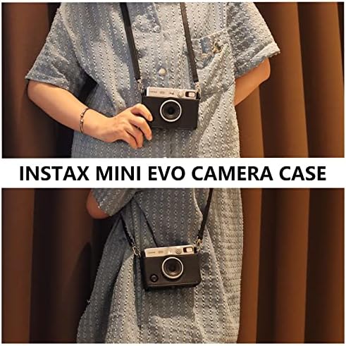 מקרה מגן Caiyoule עבור fujifilm Instax Mini Evo מיידי מצלמה היברידית דיגיטלית המגן מגן על אביזרי תיק PU עם רצועה מתכווננת