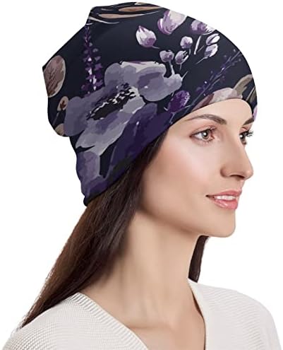 פרחי ענק בצבעי מים כחולים יוניסקס כובע כפה כובע גולגולת חמה כובע כובע כובע שינה מזדמן בגודל אחד