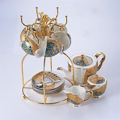 Xiulaiq גולדן גיאומטרי משובץ חרסינה ערכת תה סיר כוס קרמיקה כוס קרמיקה אחר הצהריים סט קפה סט אספקה