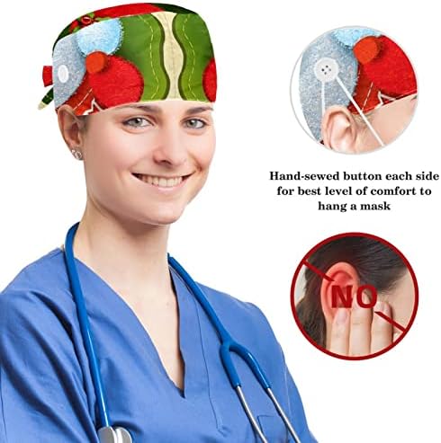 כובעים רפואיים כובע עבודה מתכוונן עם כפתורים ושיער קשת חג המולד נוצץ שלג אדום שלג