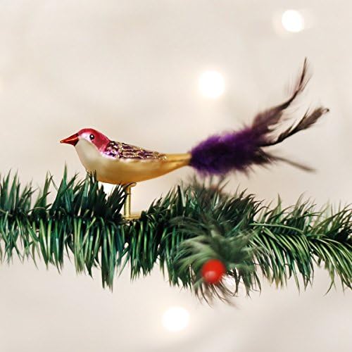 קישוטי חג המולד של העולם הישן: אוסף צופים בציפורים זכוכית זכוכית קישוטים לעץ חג המולד, ציפור אהבה