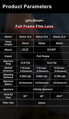 7 מגרשי 35 ממ 50 ממ 85 ממ T2.0 מסגרת מלאה ערכת עדשת צמצם עדשת סרטים קולנועית קולנועית לקולנועית עבור Sony E Mount